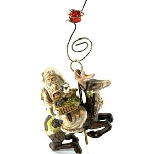 1987 Willitts Designs Santa Riding Reindeer Ornament Porcelain Taiwan Vintage